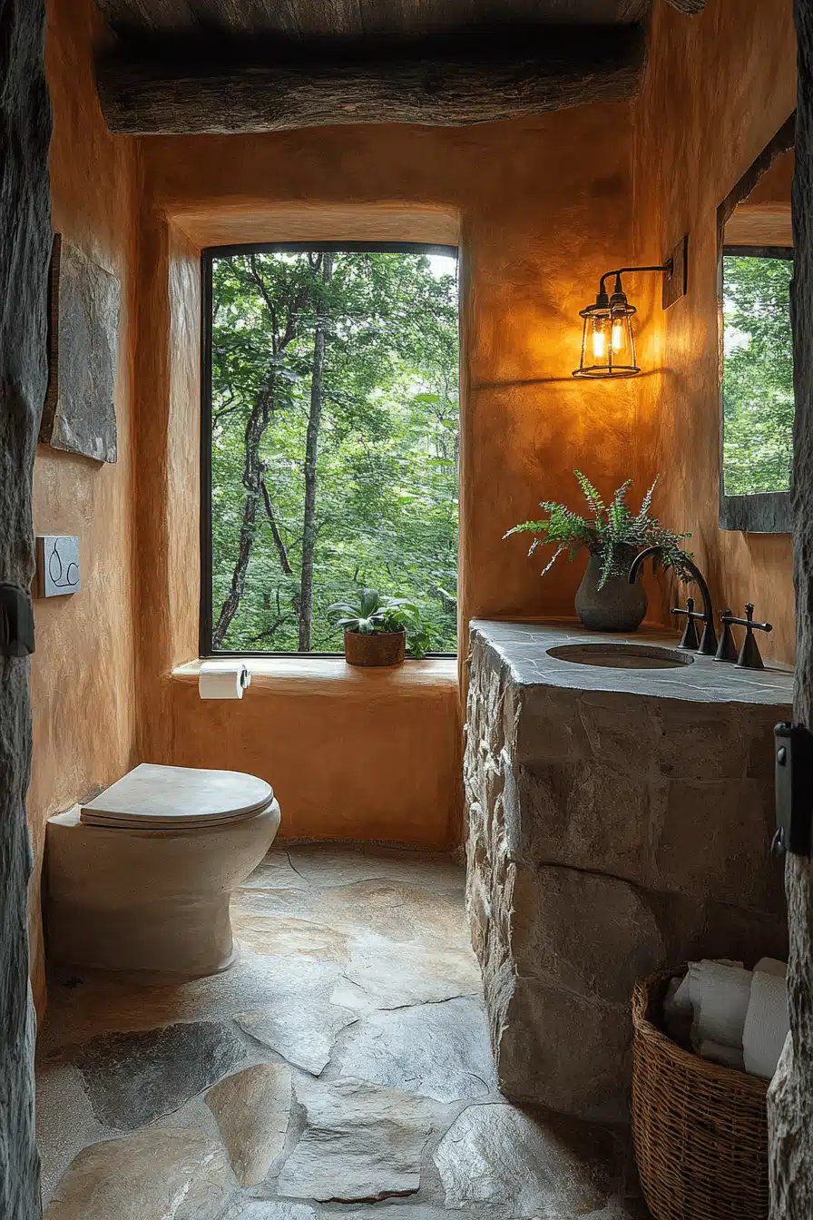 old cabin interior bathroom
