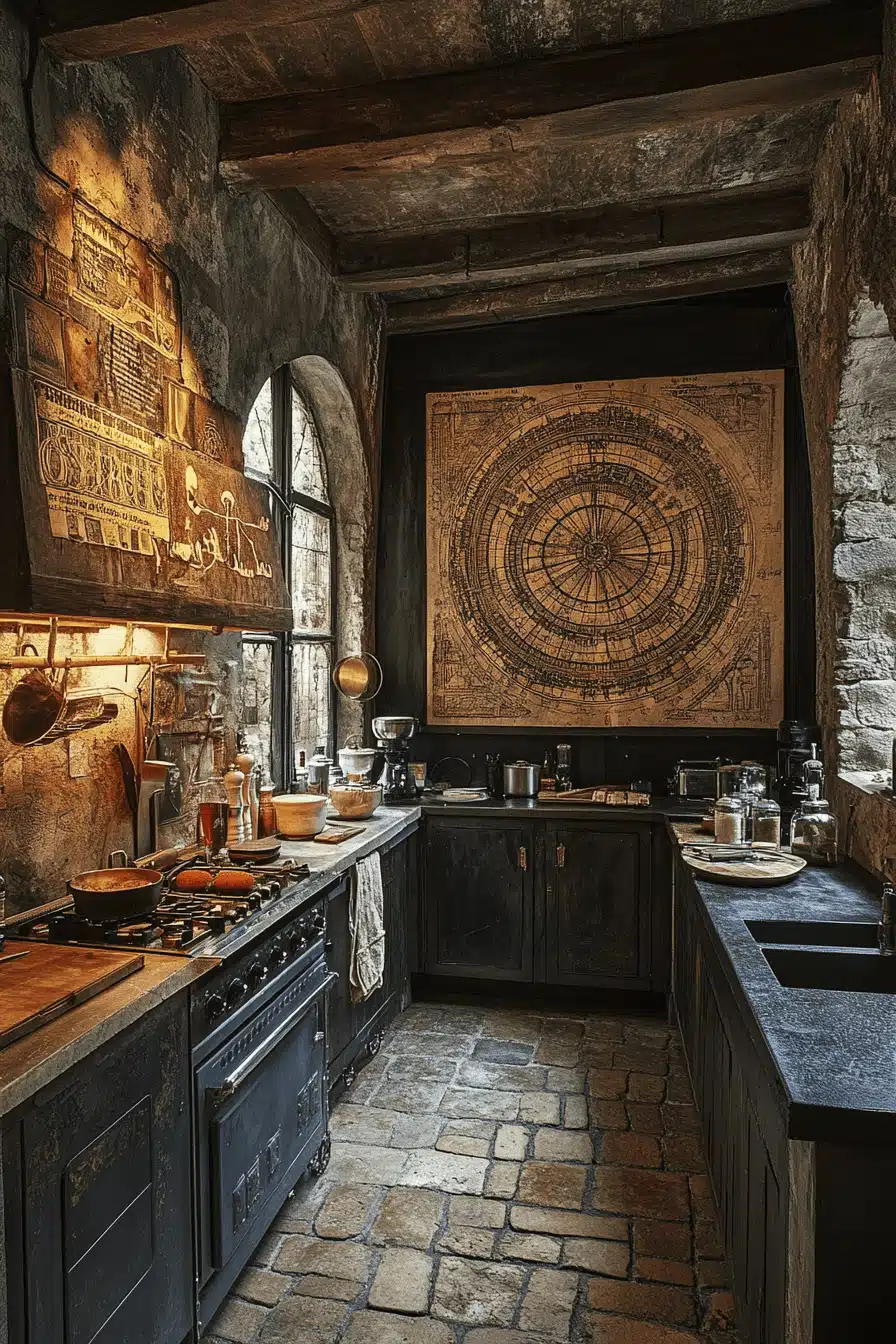dark academia kitchen