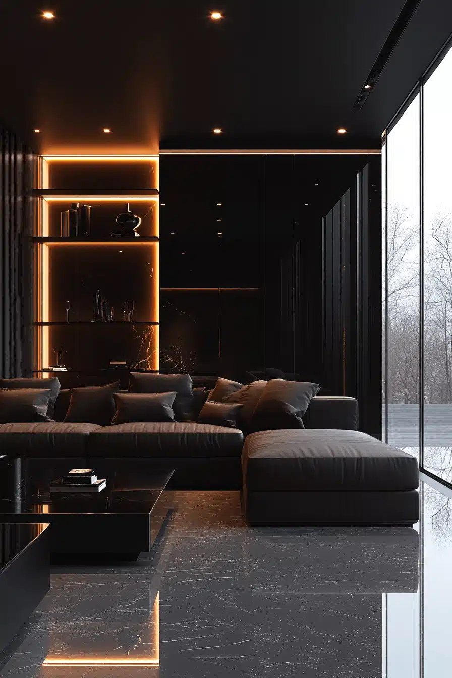 black living room decor