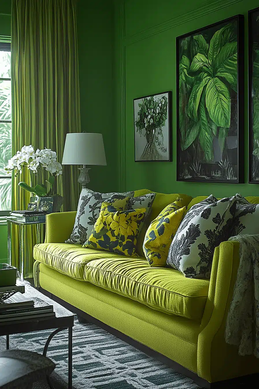 green living room decor