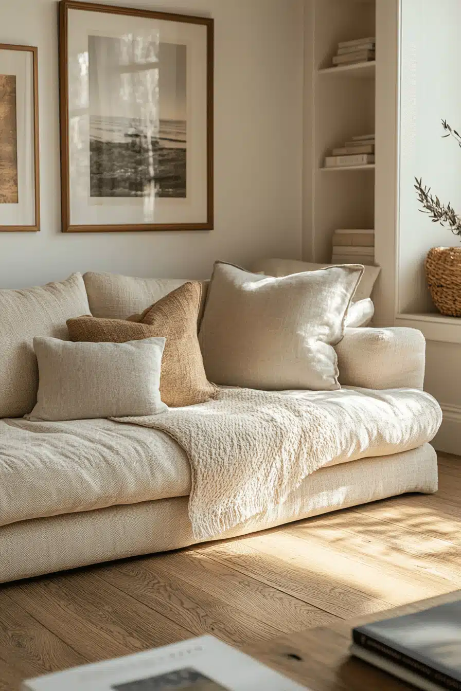 moody neutral living room