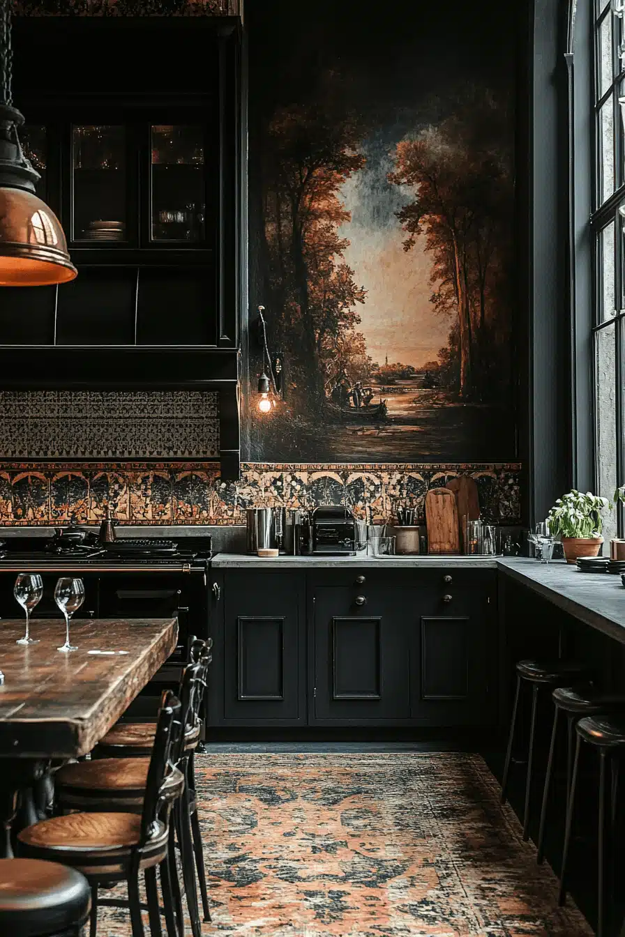 dark academia kitchen