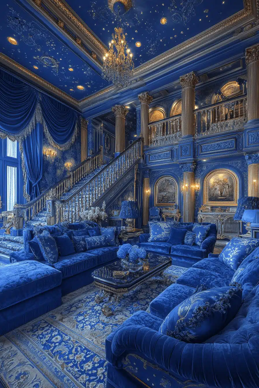 blue living room decor