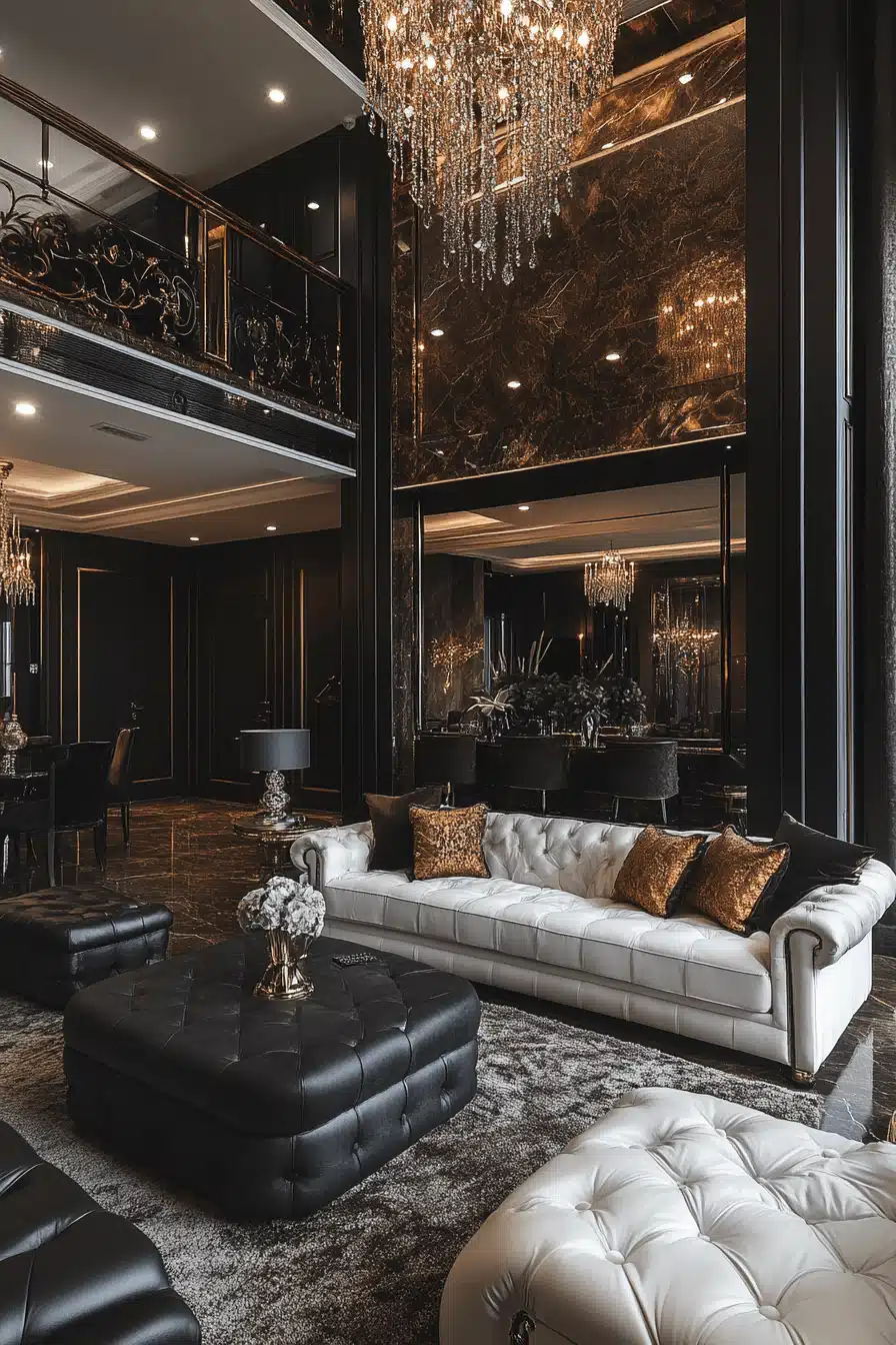 black living room decor