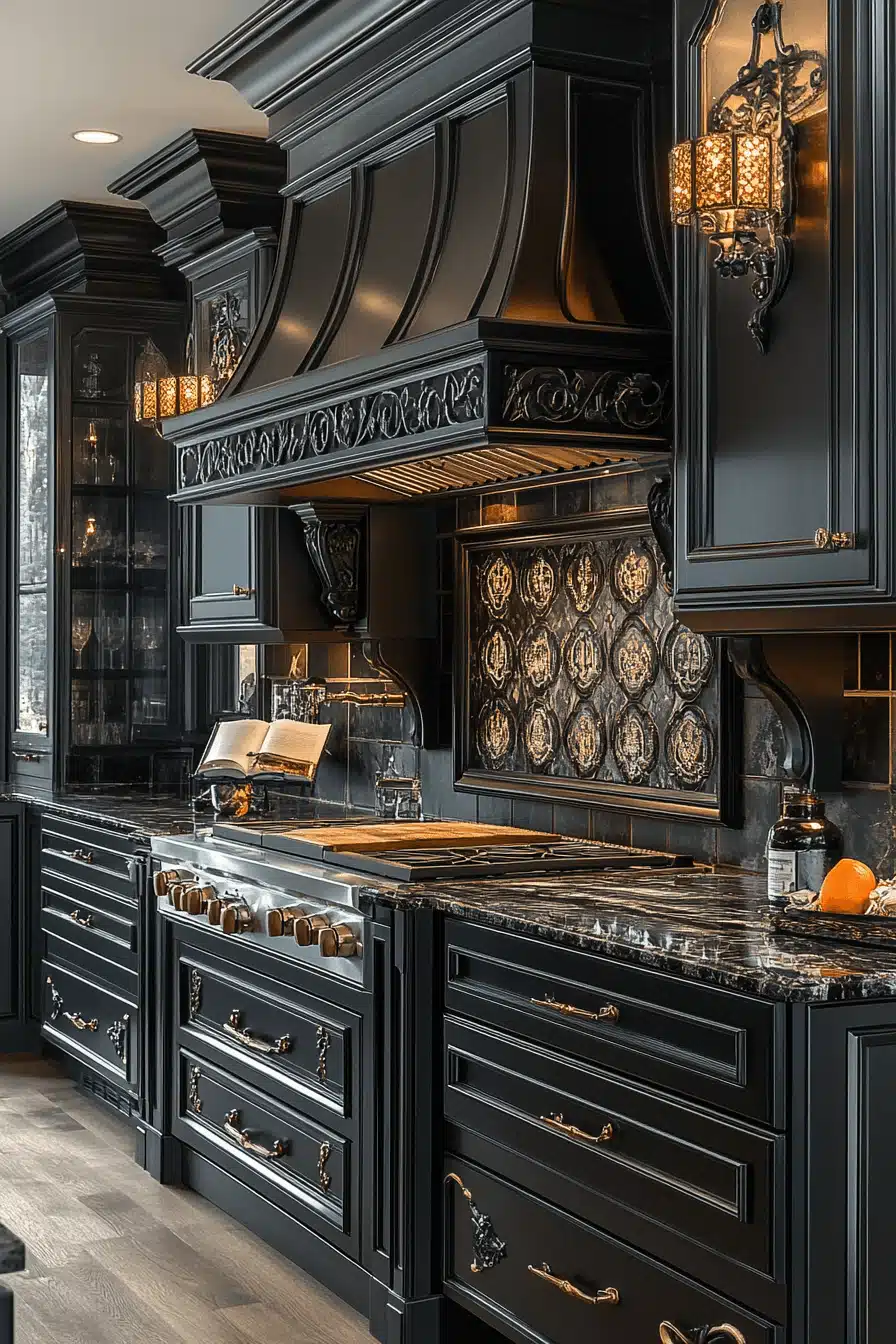 moody kitchen cabinets