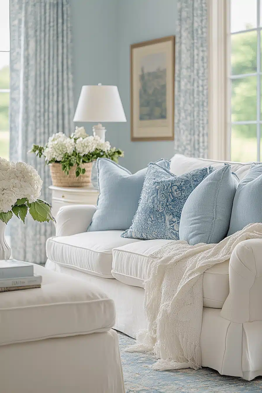 blue living room decor