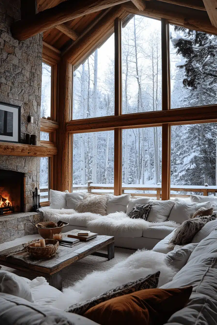 old cabin interior living room