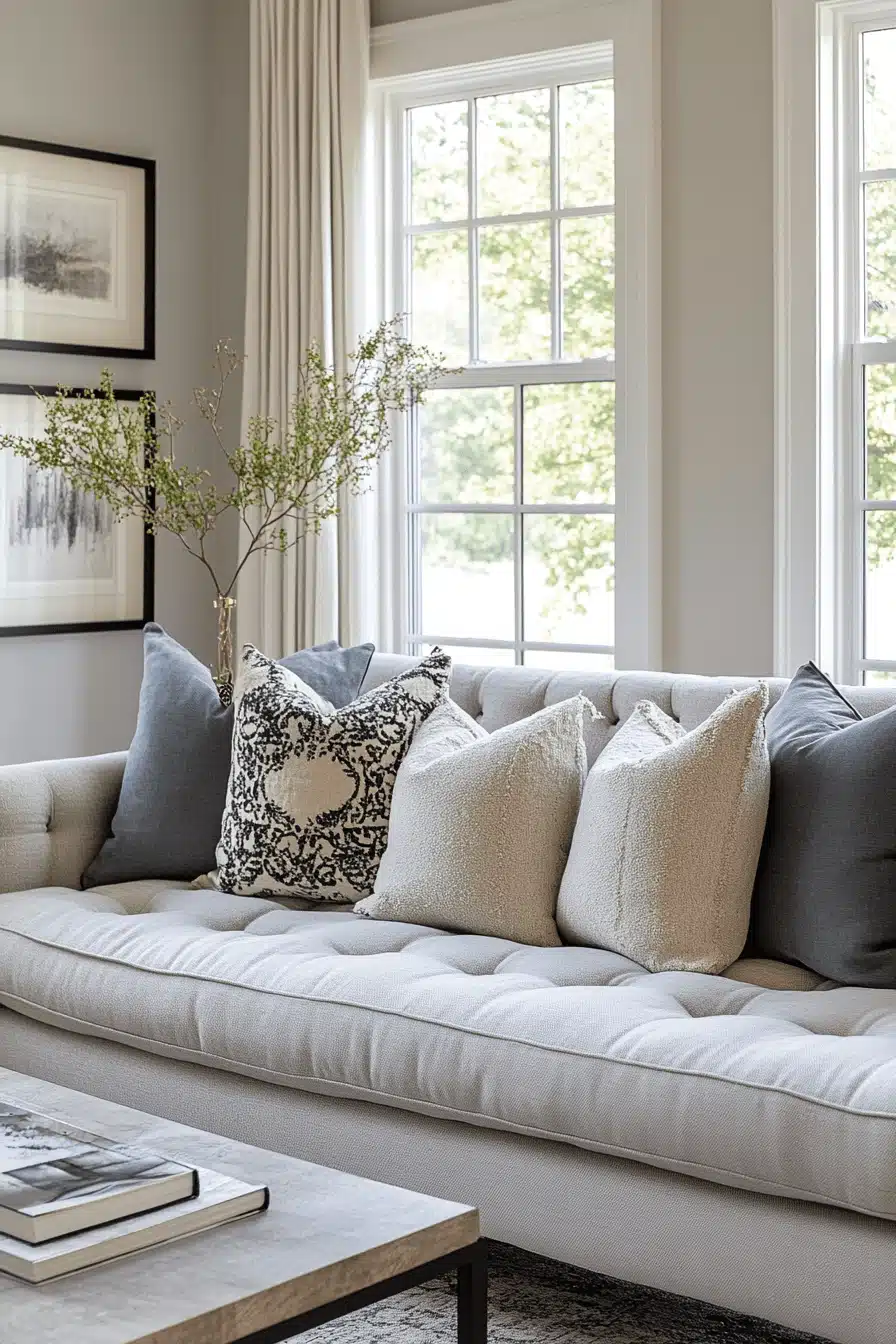 gray couch living room