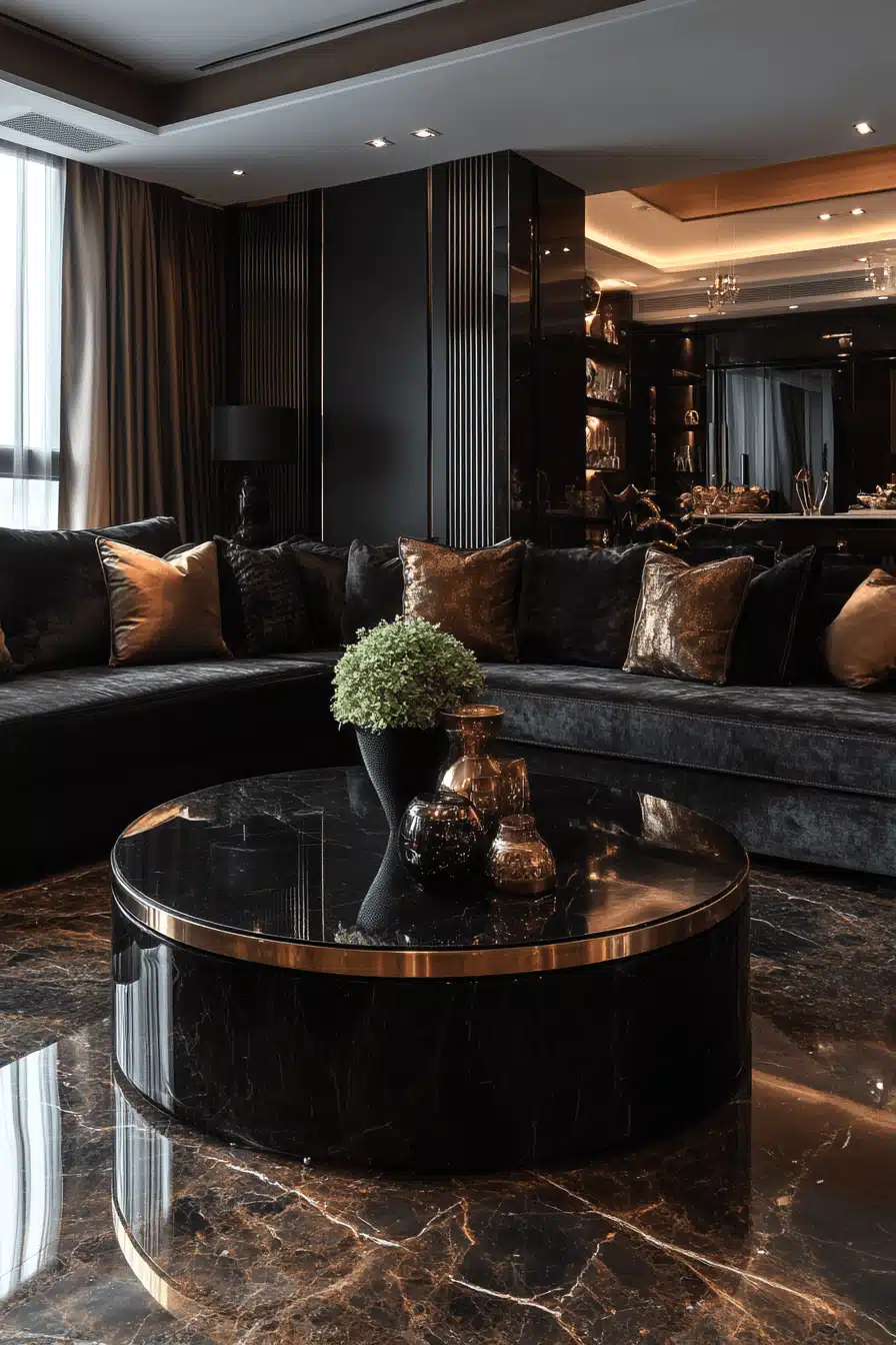 black living room decor