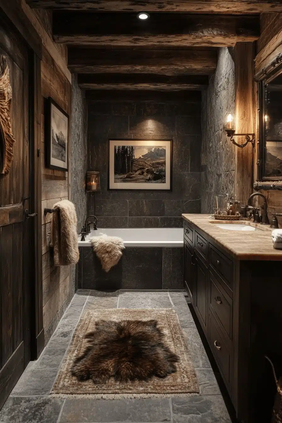 old cabin interior bathroom