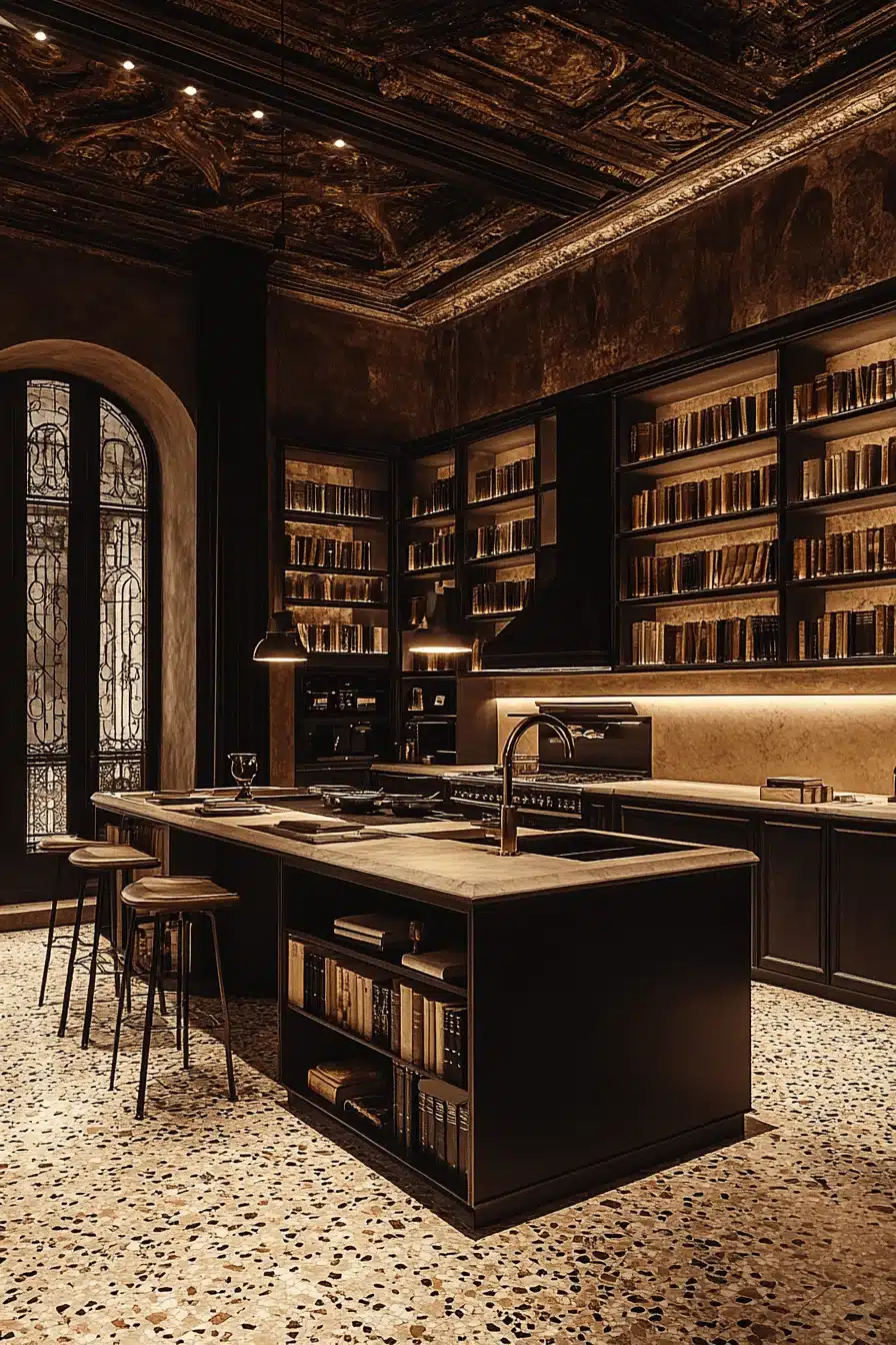 dark academia kitchen
