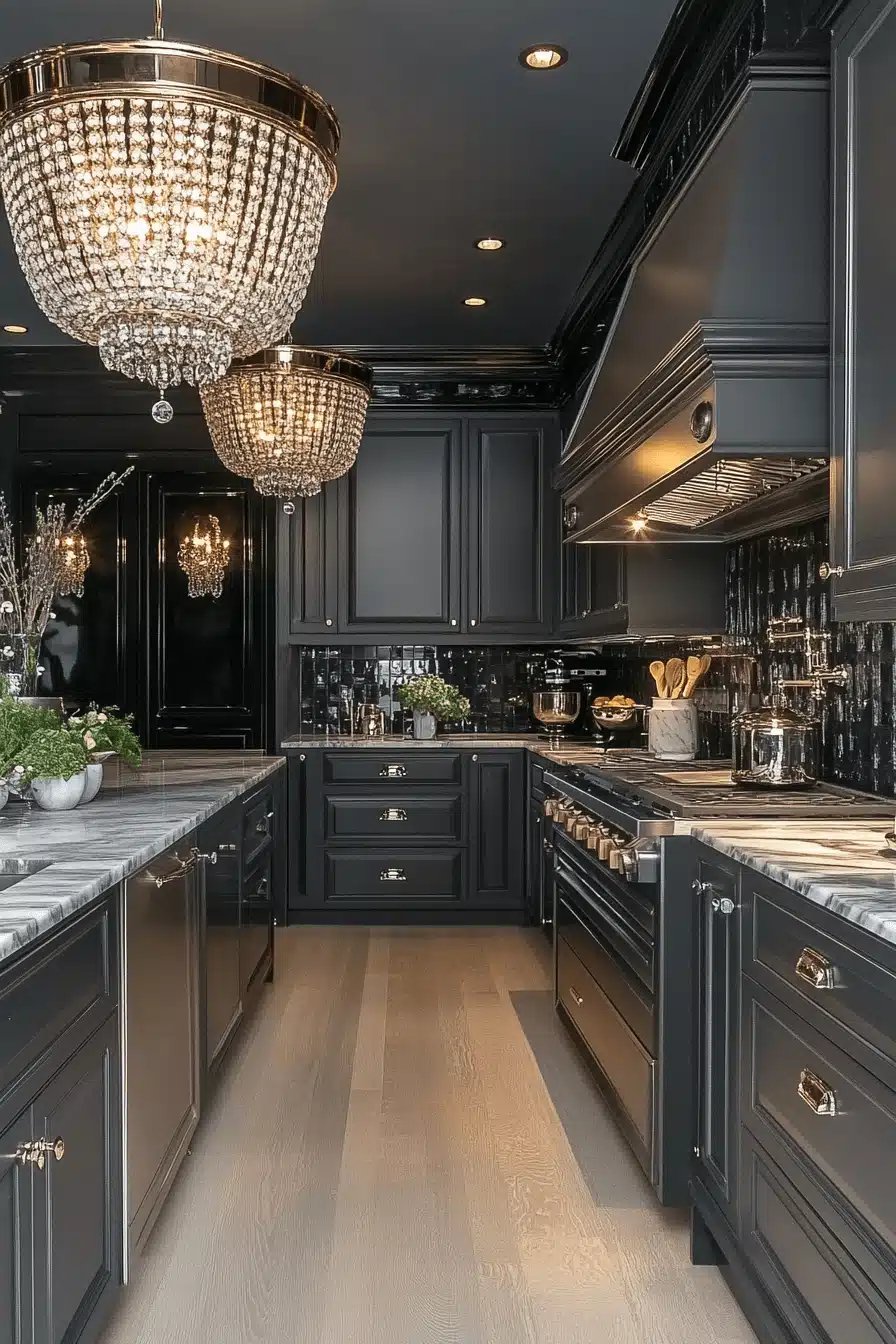dark grey kitchen cabinets