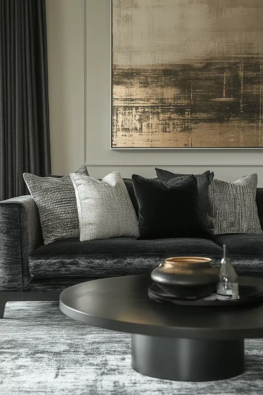 black living room decor