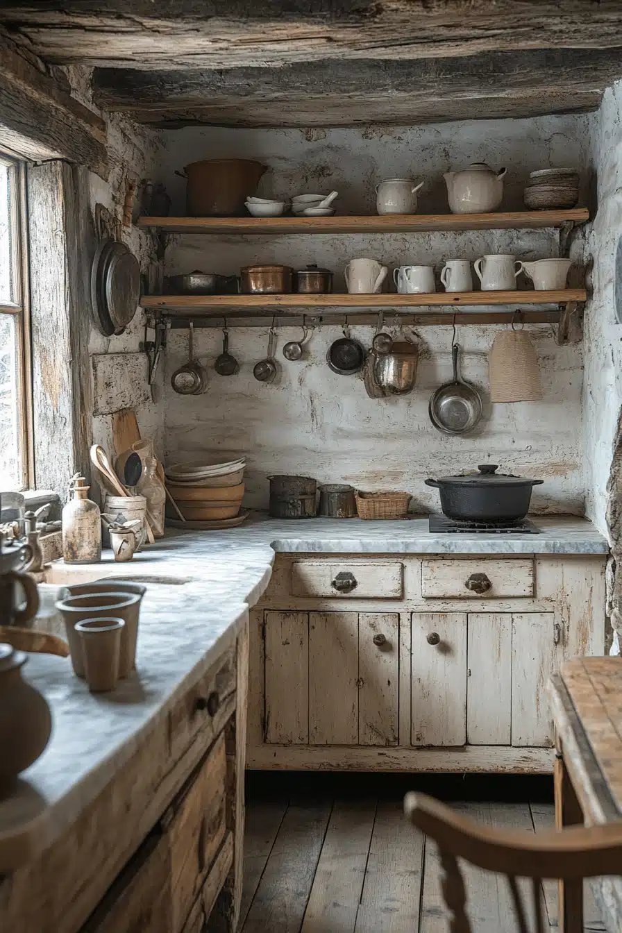 old cabin interior kitchen
