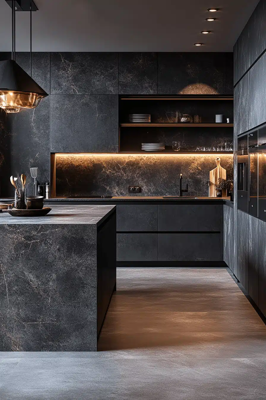 dark and moody kitchen