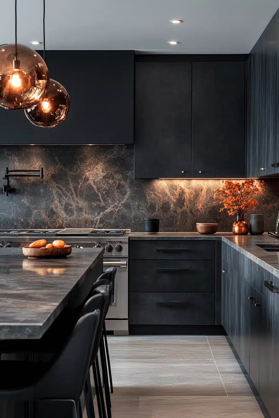 moody kitchen cabinets