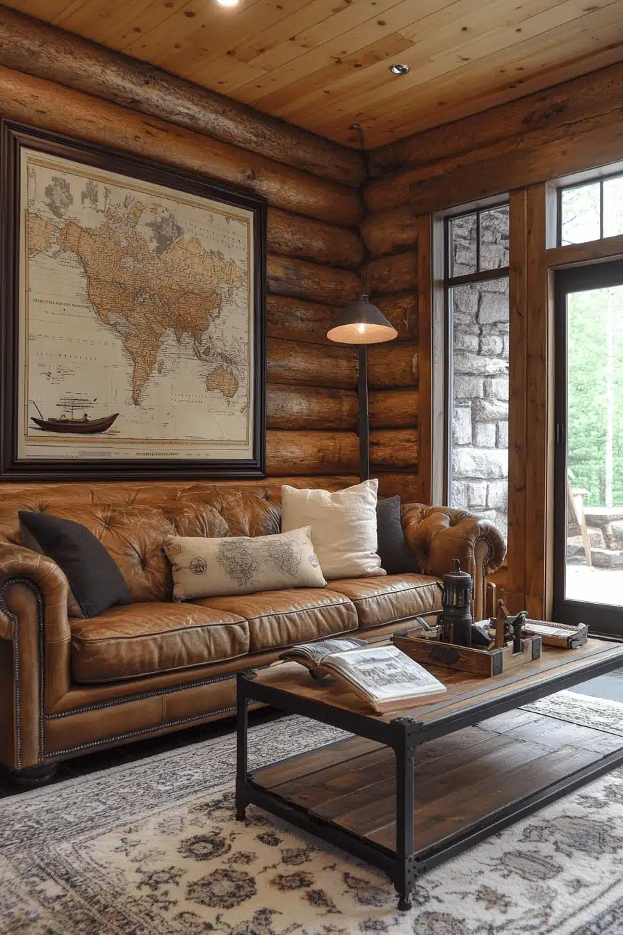 old cabin interior living room