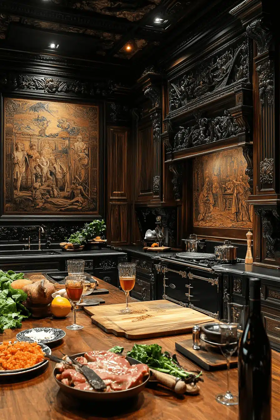 dark academia kitchen