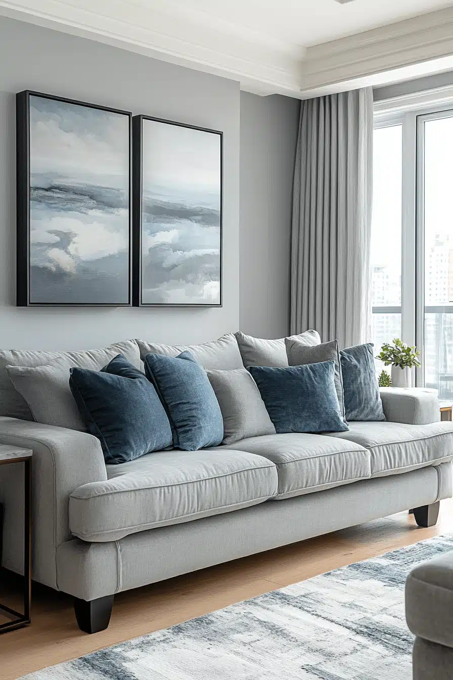 gray couch living room