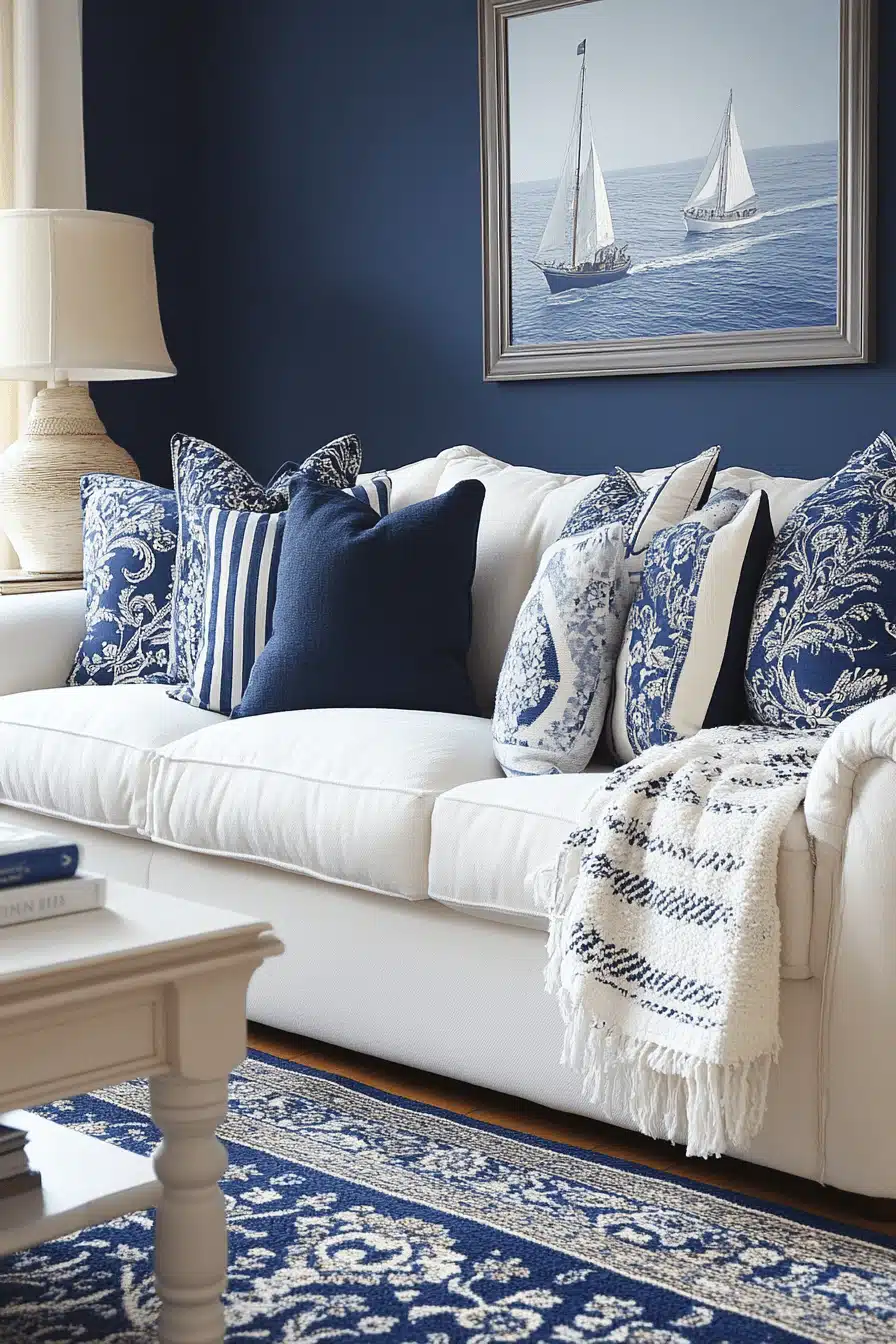 blue living room decor