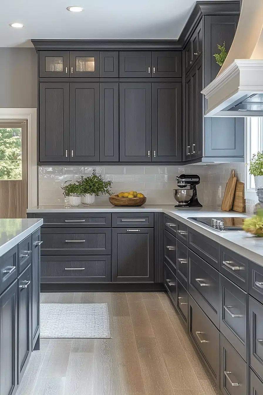 dark grey kitchen cabinets