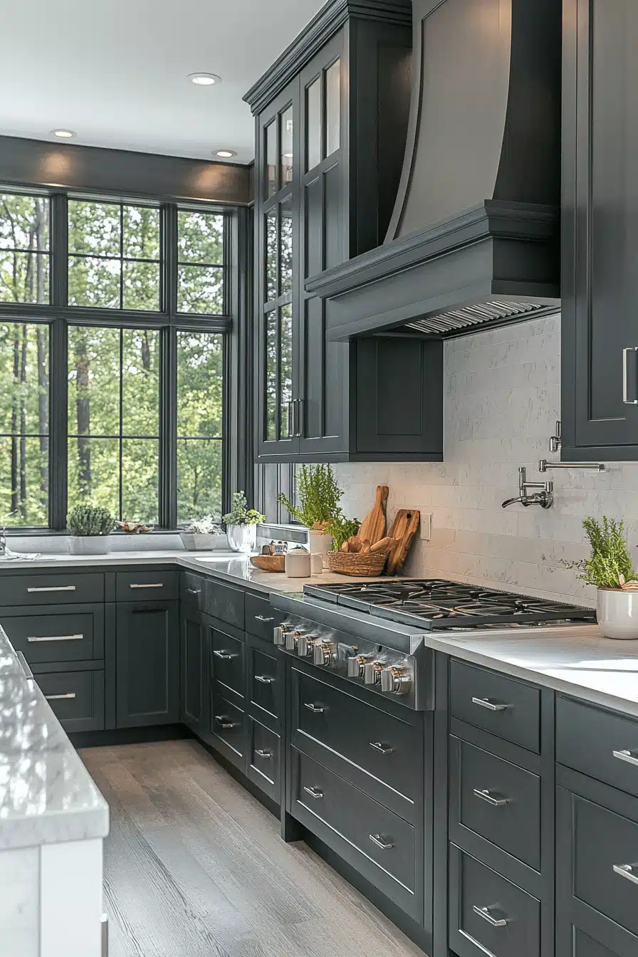dark grey kitchen cabinets