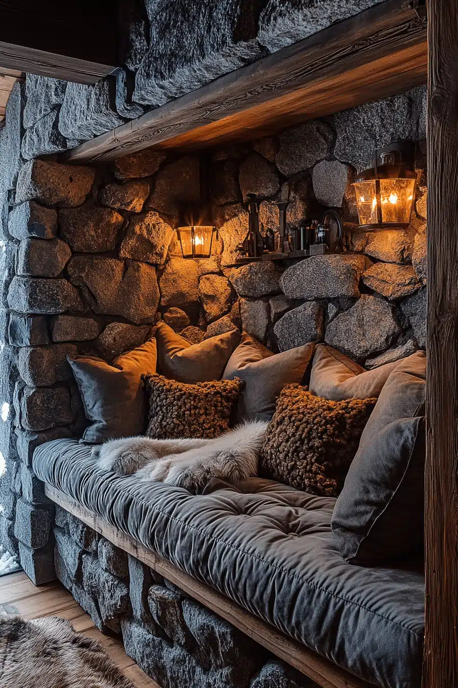 old cabin interior living room