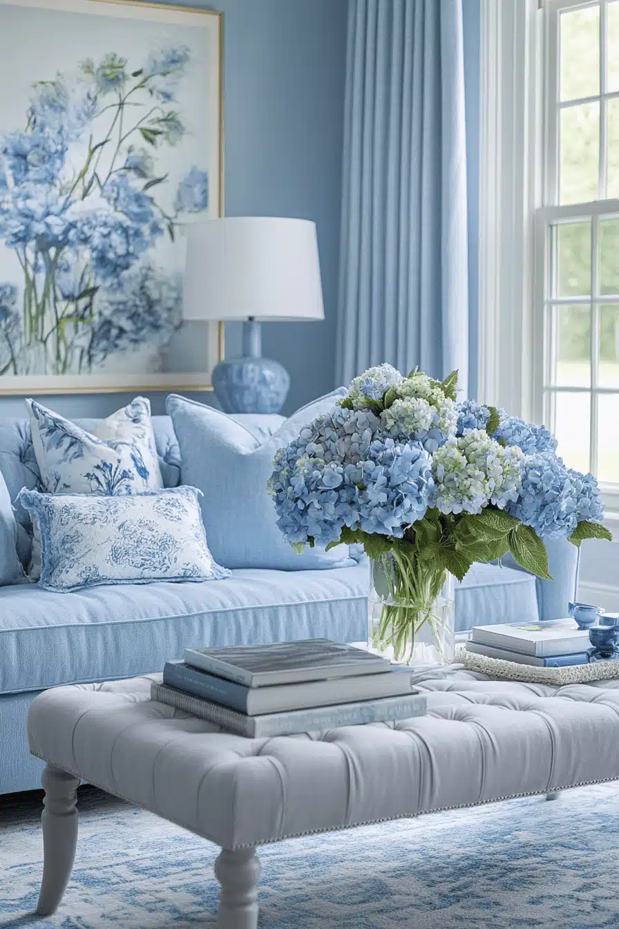 blue living room decor