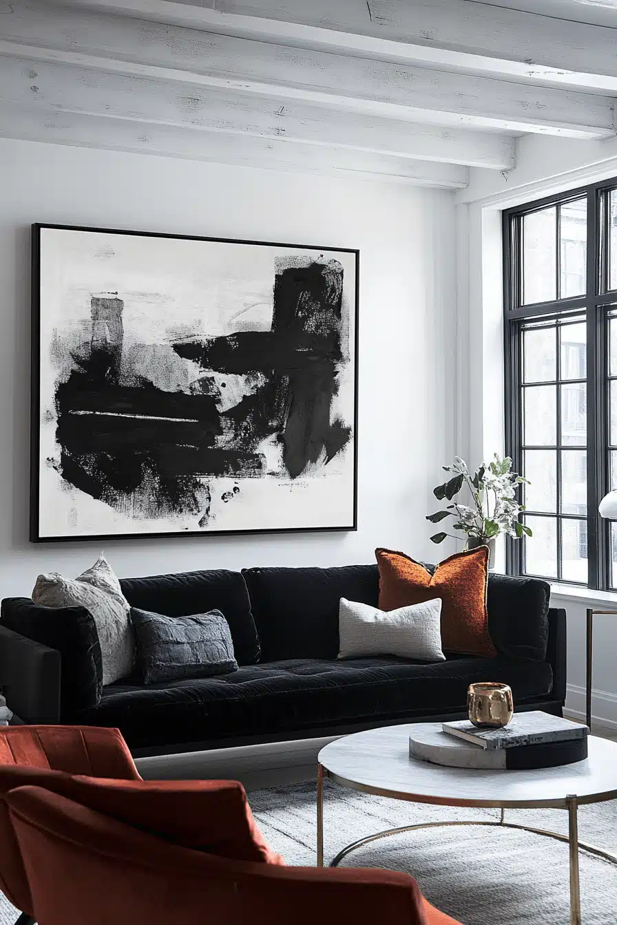 black and white living room decor