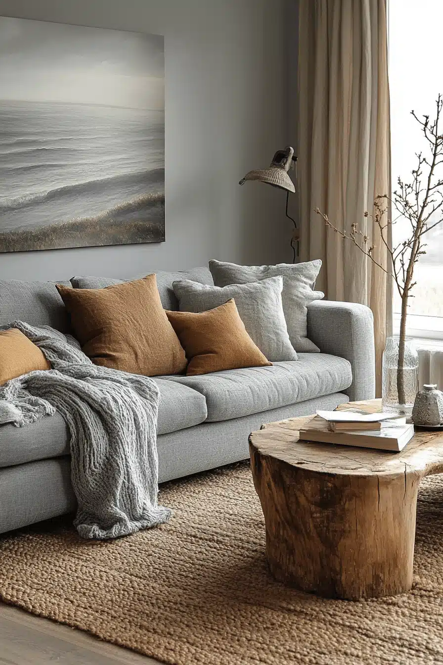 gray couch living room