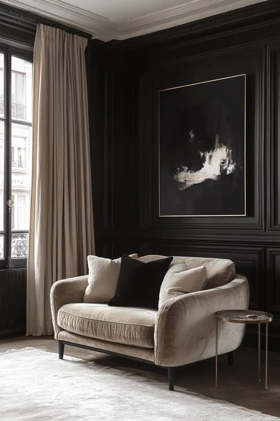 moody neutral living room