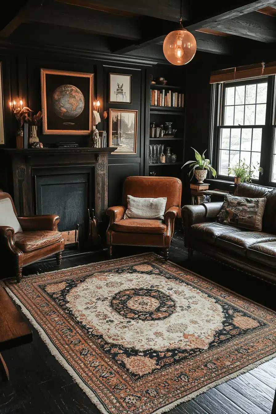 moody vintage living room