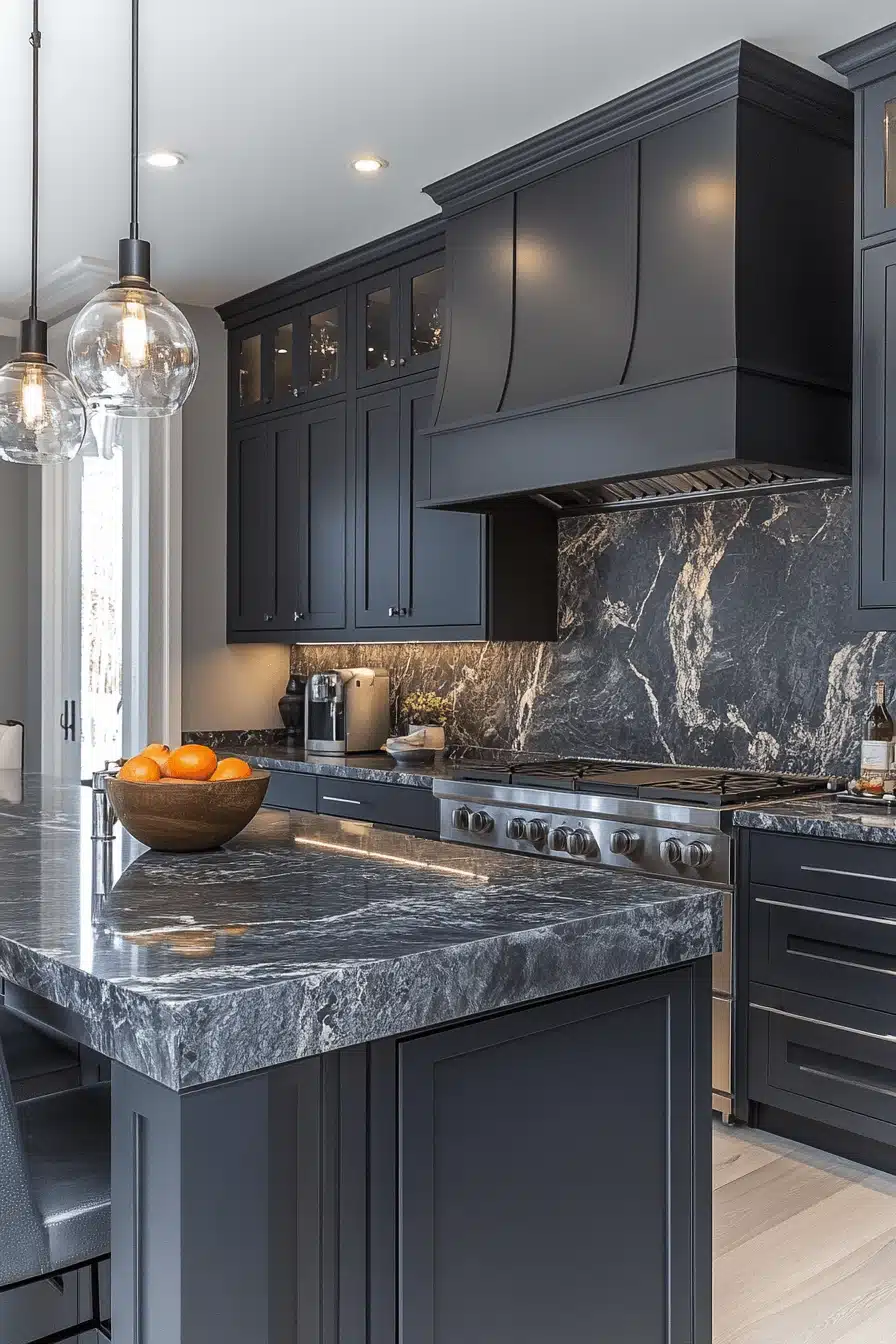 dark grey kitchen cabinets