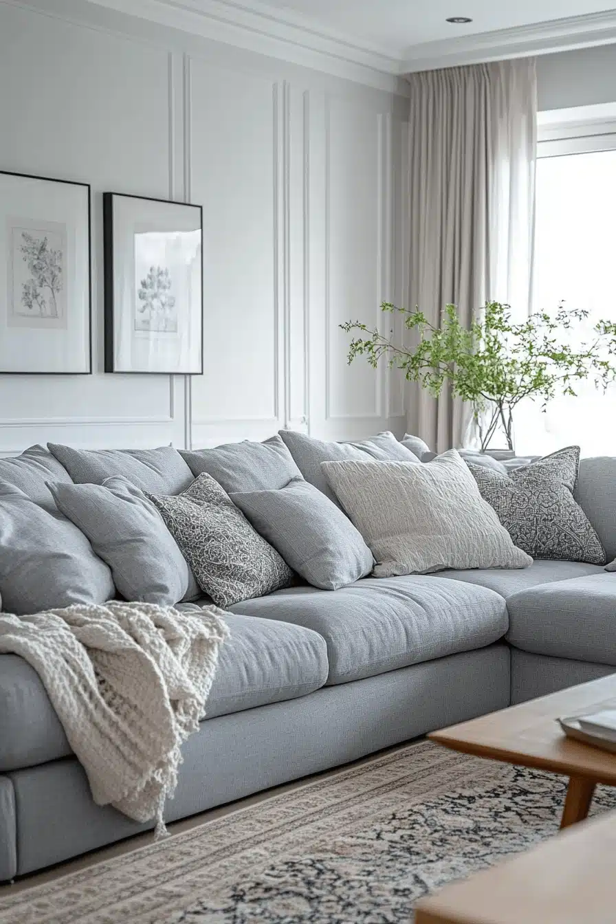gray couch living room