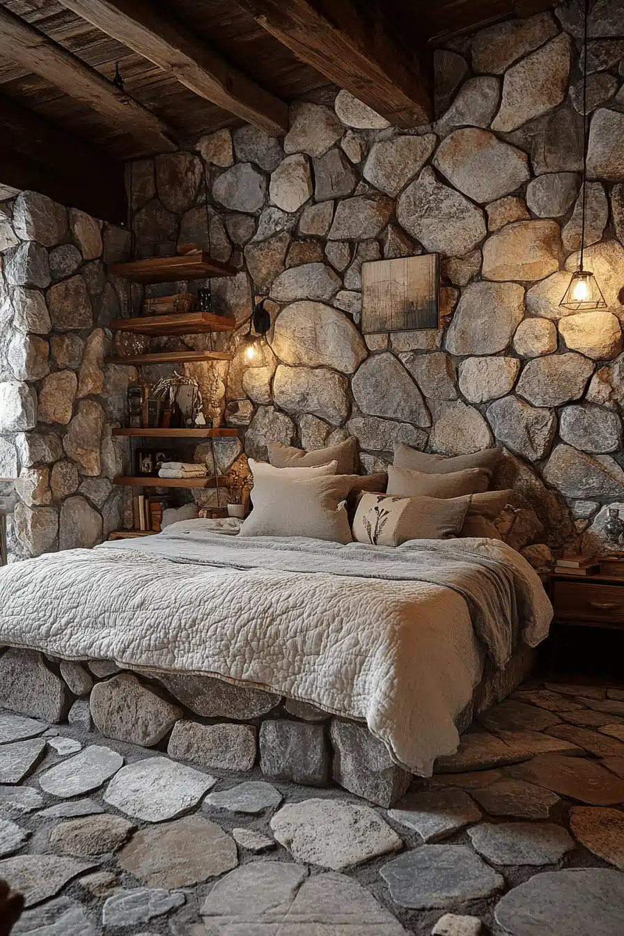 Stone Wall Bedroom