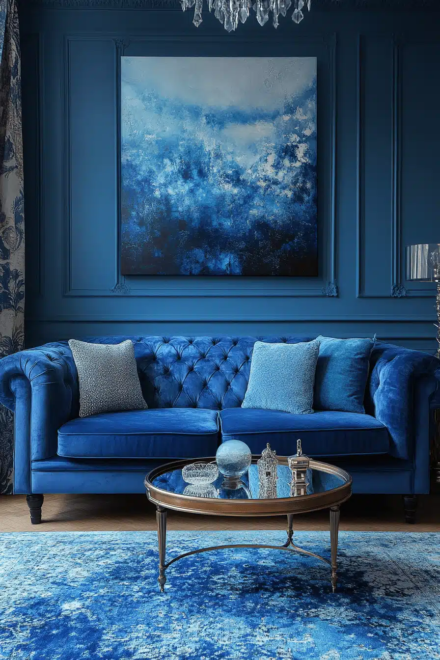 blue living room decor
