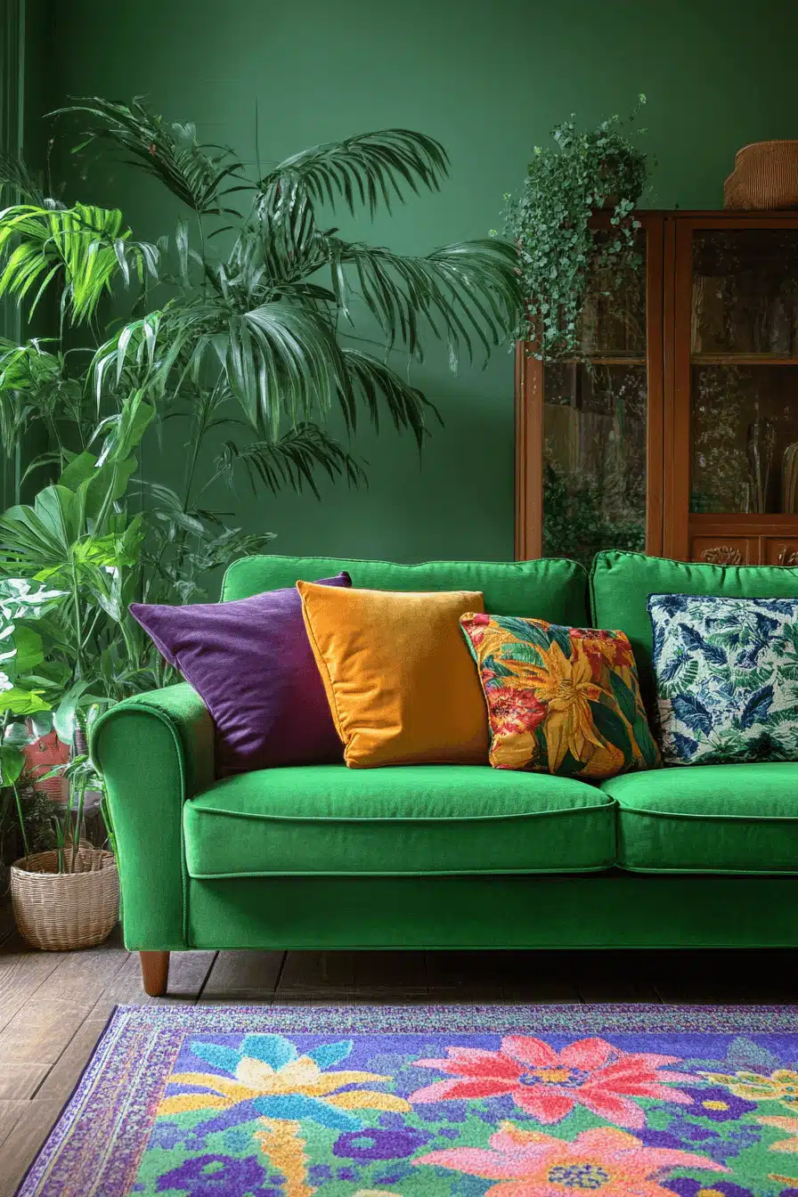 green living room decor