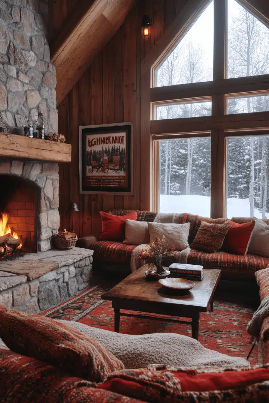 old cabin interior living room