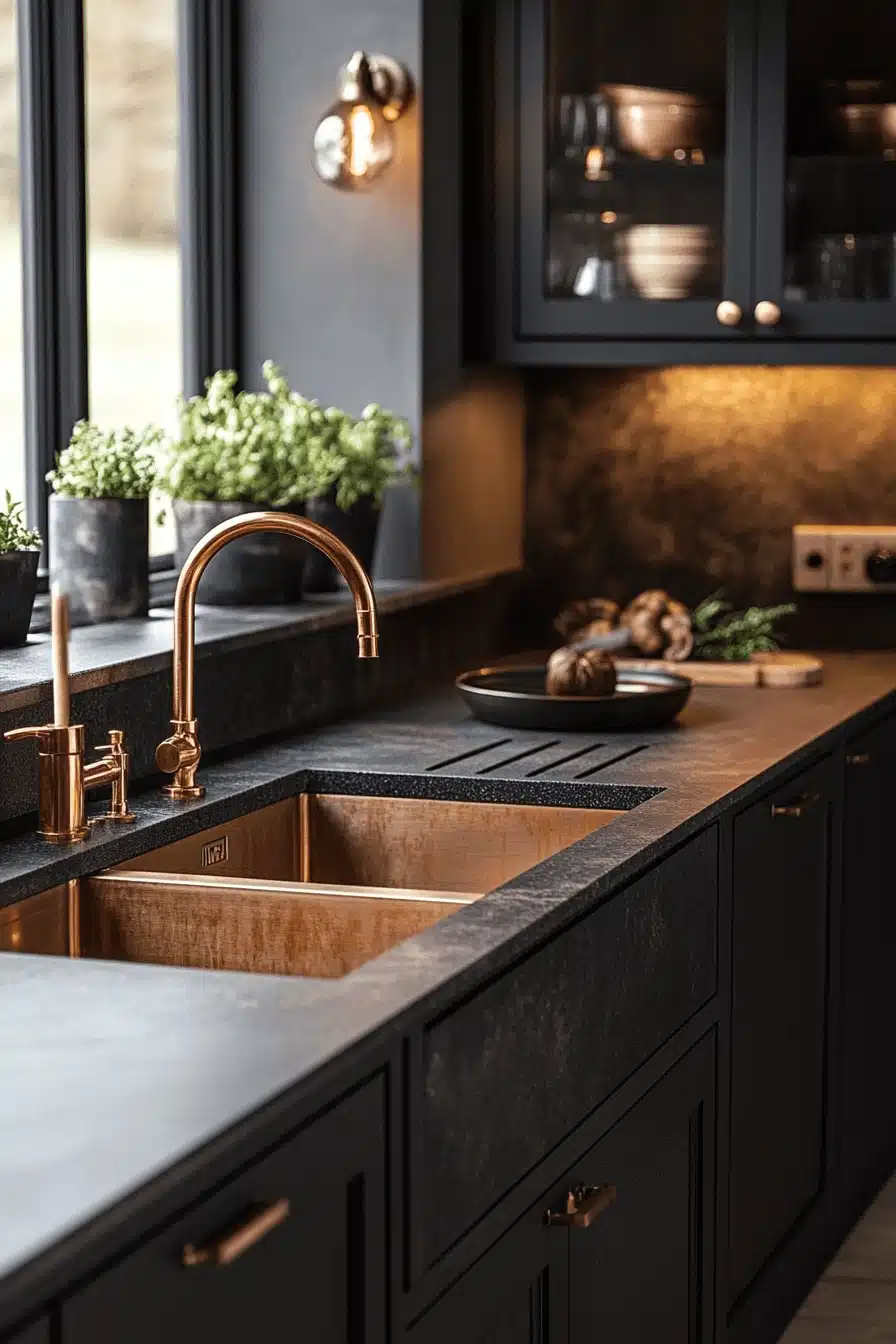 dark and moody kitchen