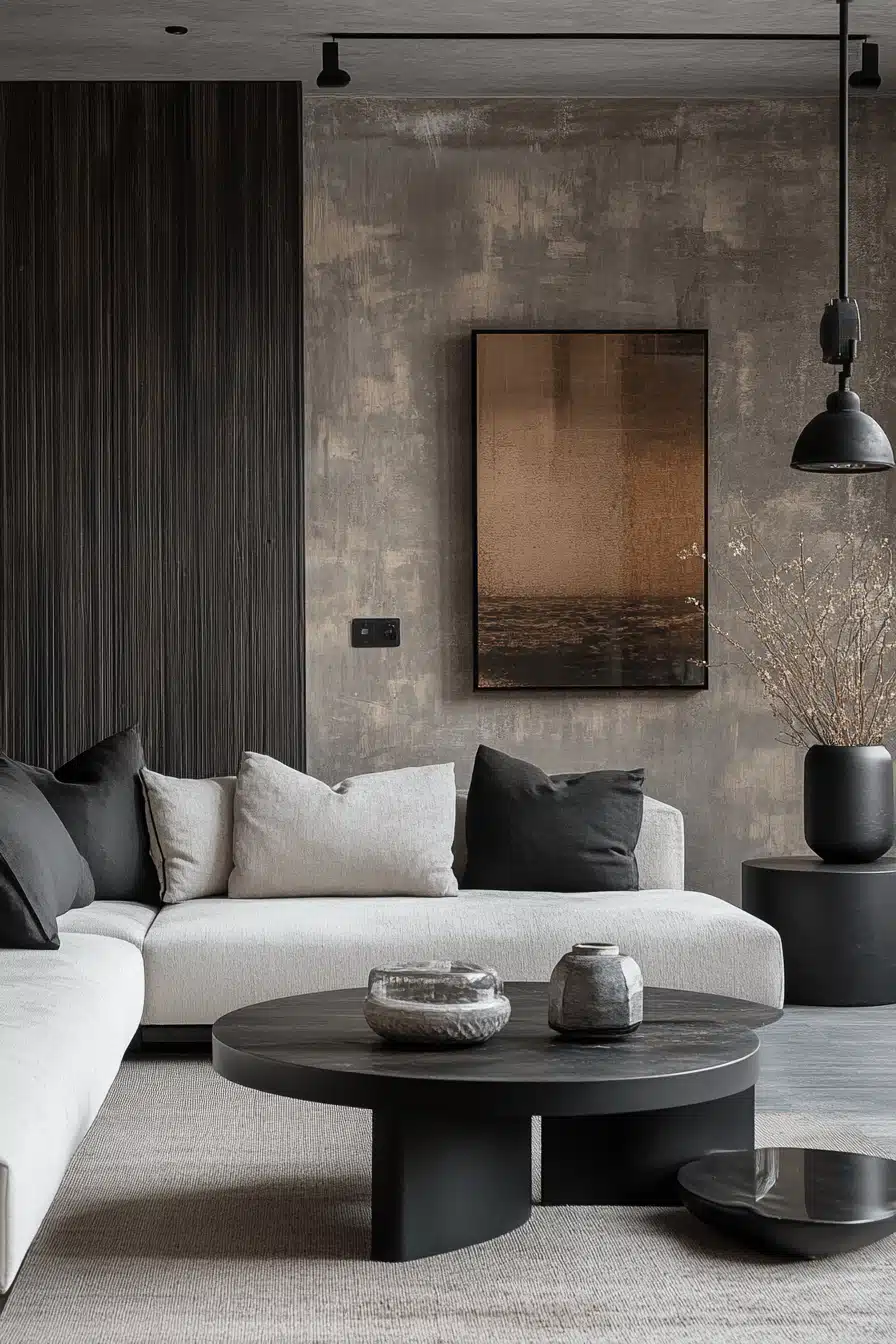 black living room decor