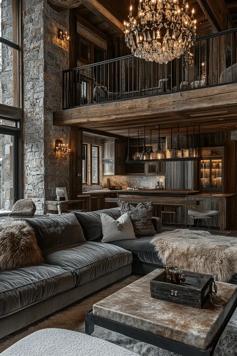 old cabin interior living room