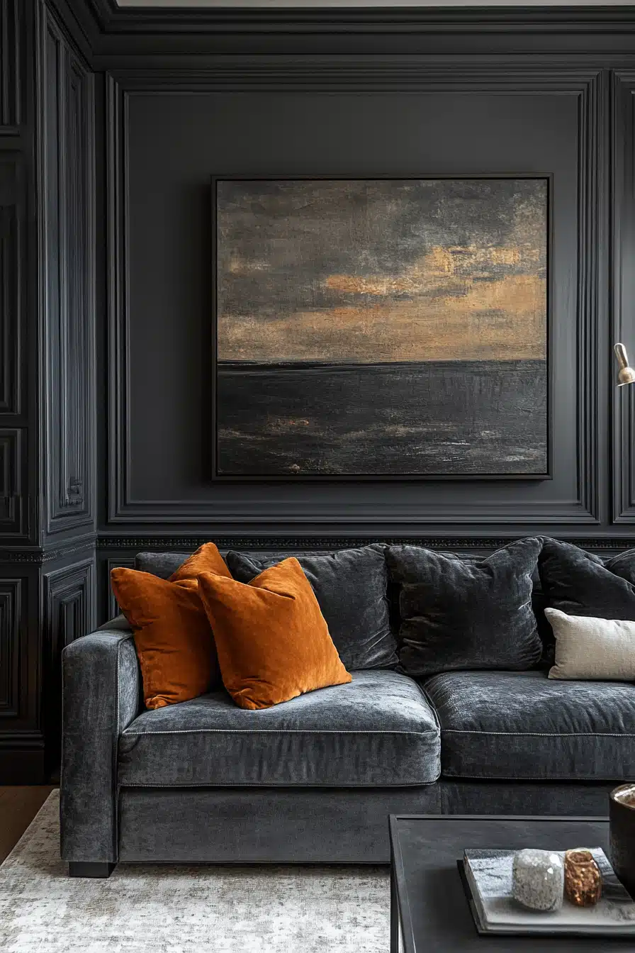 dark gray couch living room