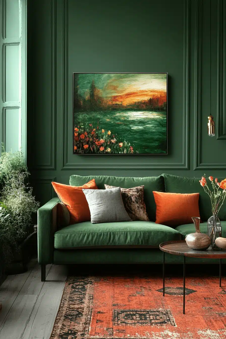 green living room decor