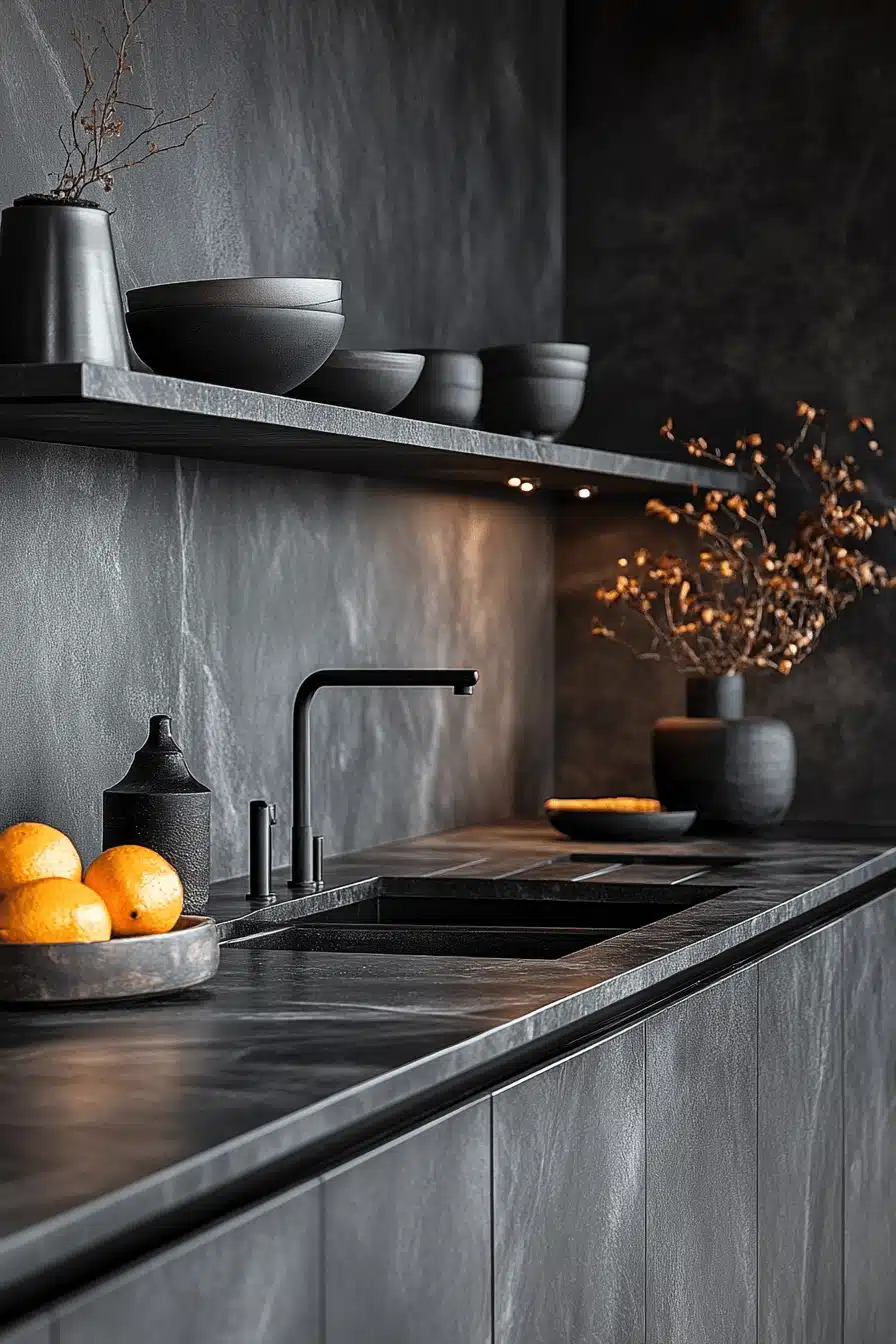 moody kitchen cabinets