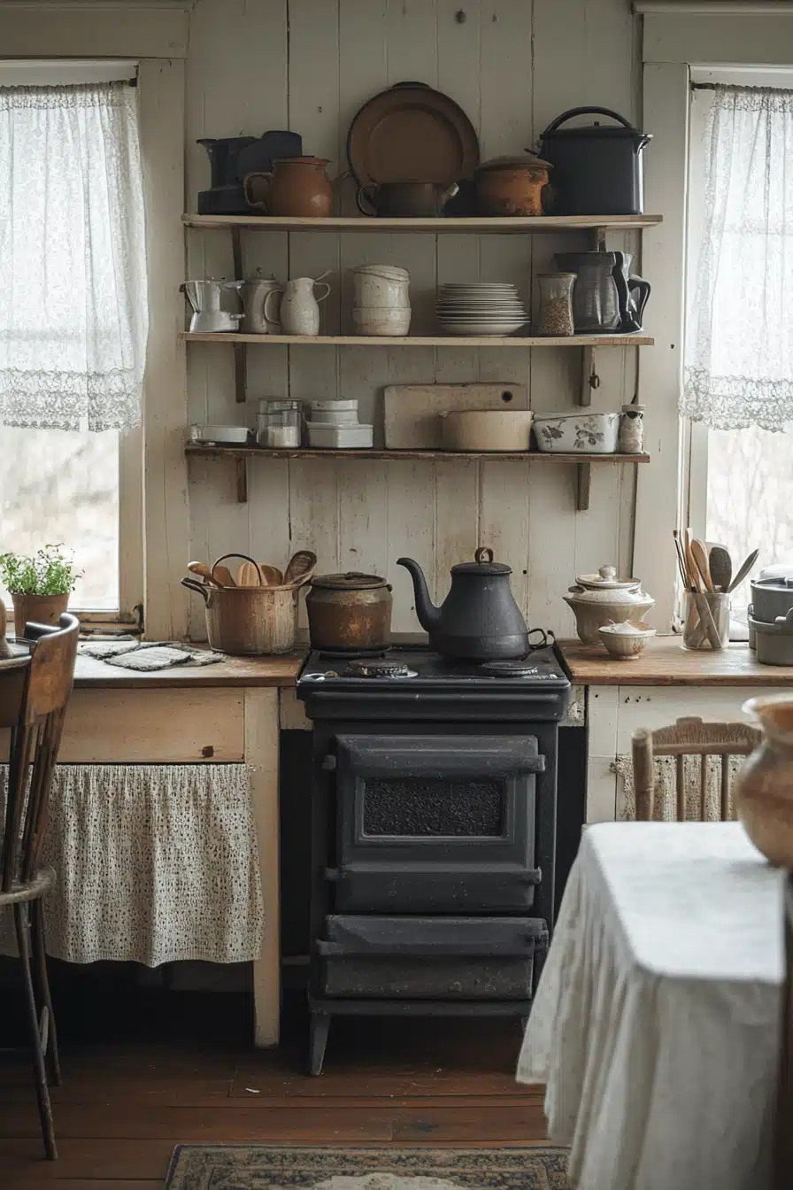 old cabin interior kitchen