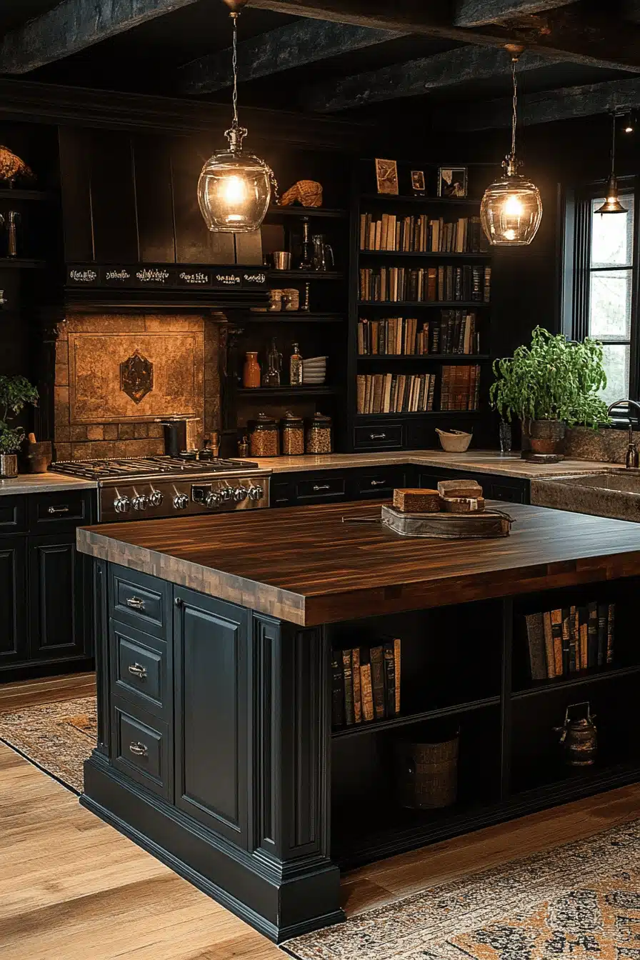 dark academia kitchen