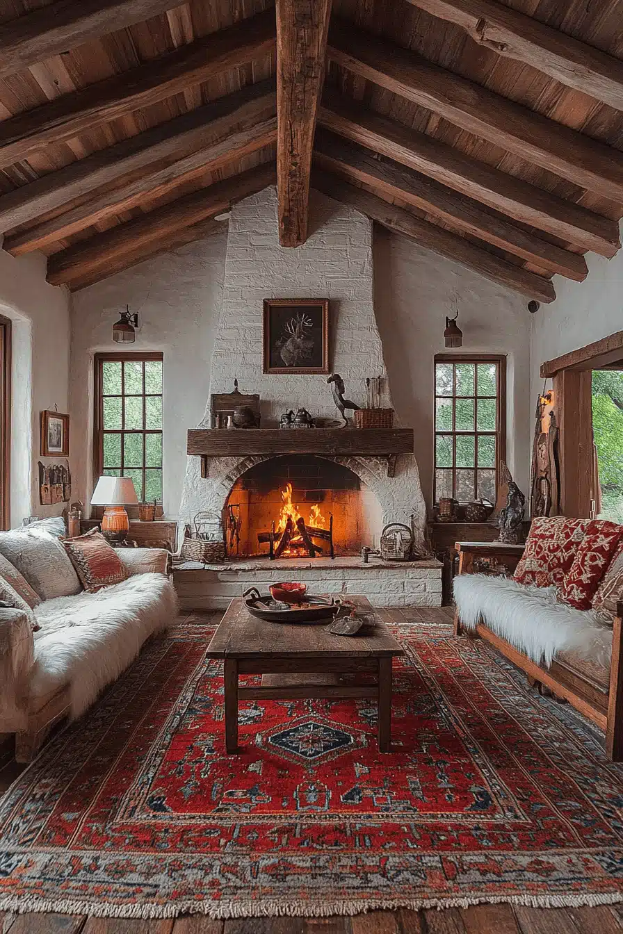 old cabin interior living room