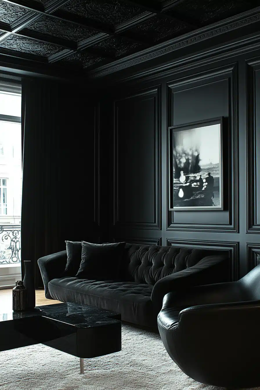 black living room decor
