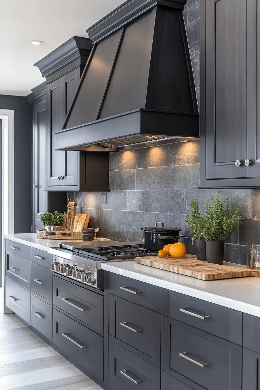 dark grey kitchen cabinets