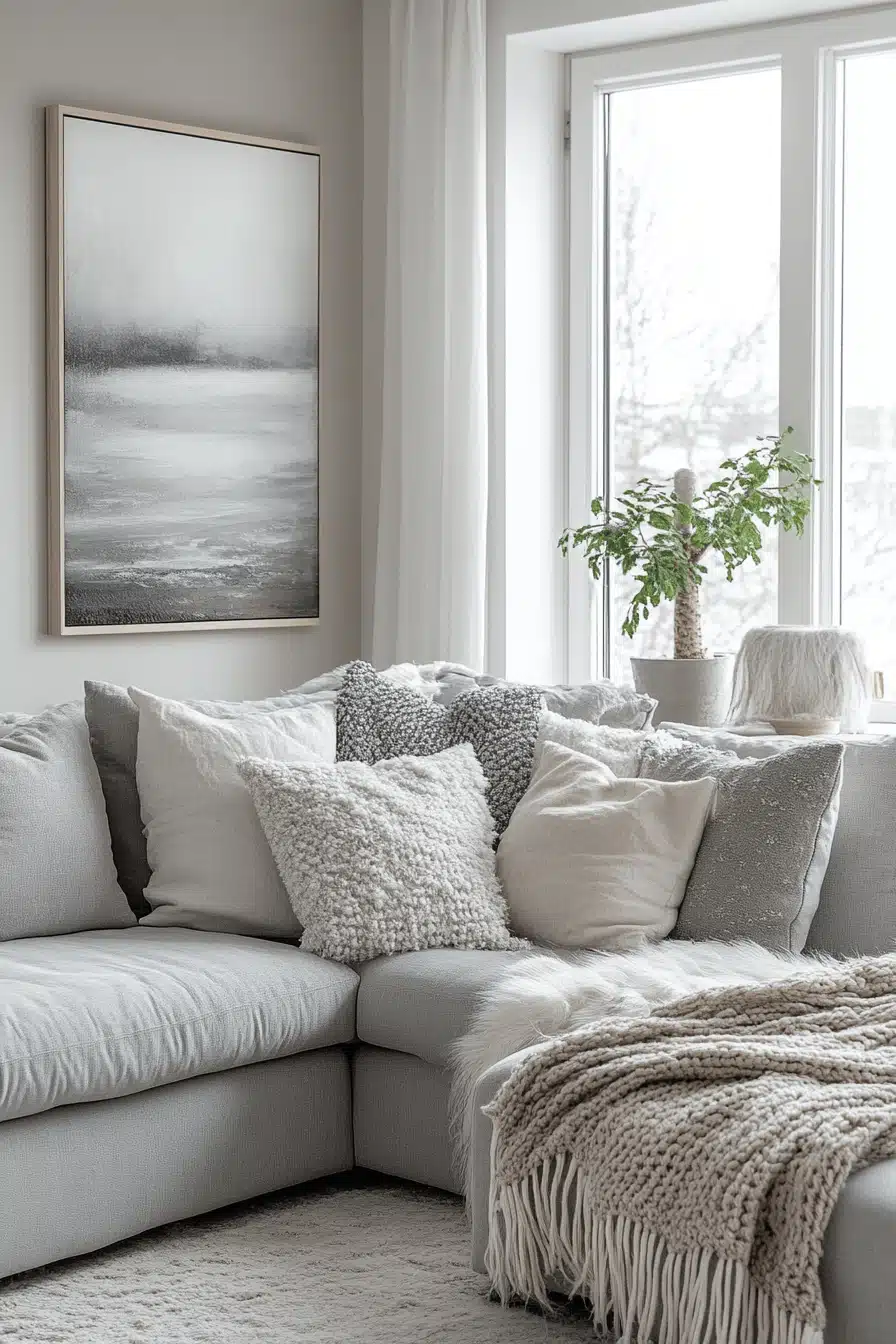 gray couch living room